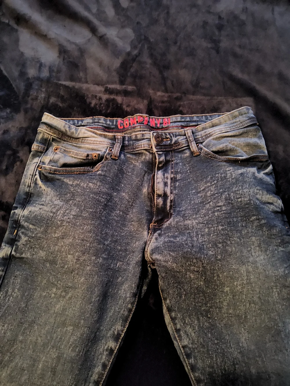 Men's Skinny Acid-Wash Medium Blue Jeans